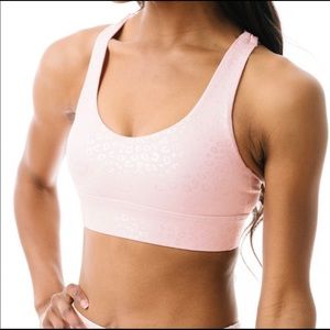 Zyia Pink Unicorn Leopard Iridescent Light n Tight Strappy Bra - XXL Like New